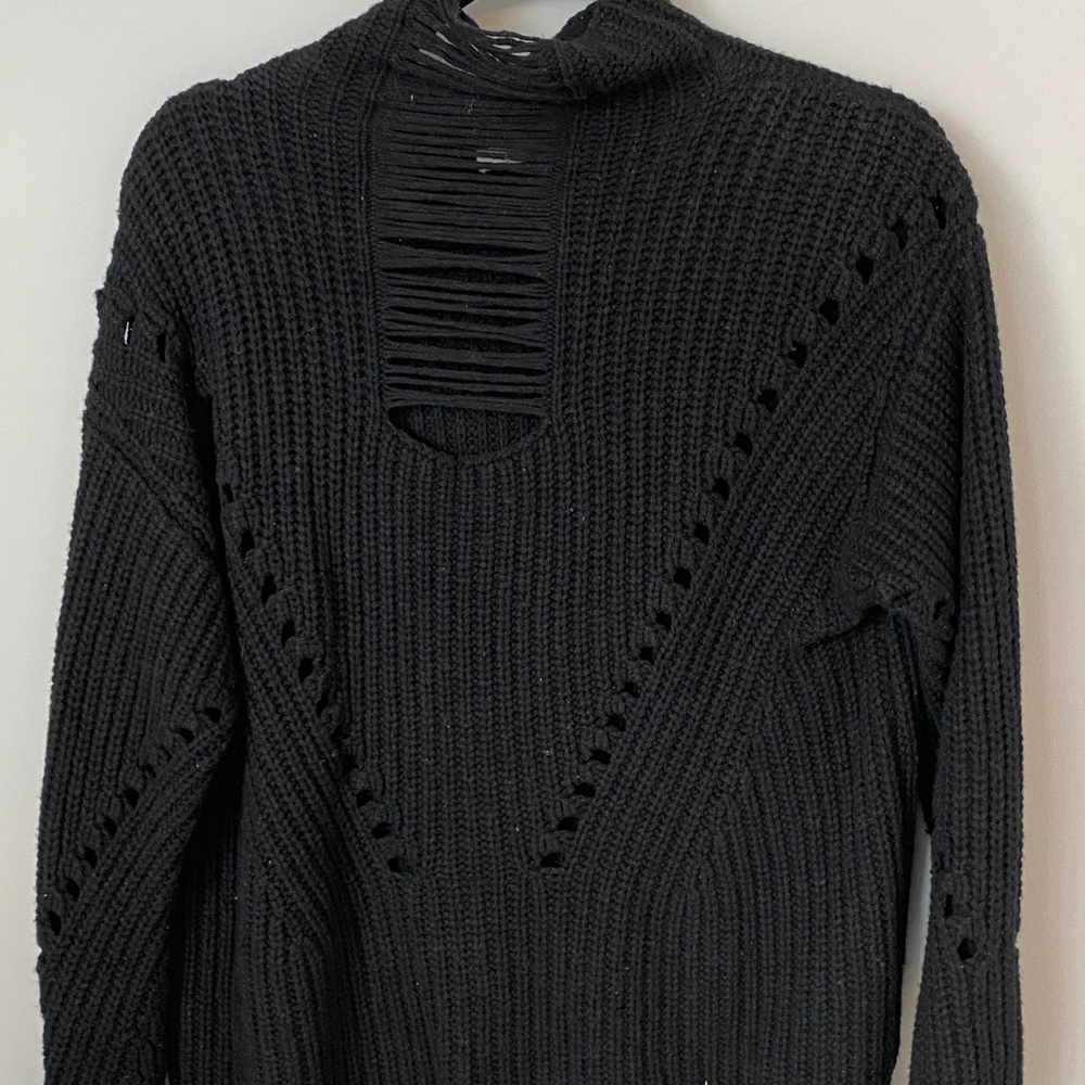 One Grey Day Sweater With Cutouts